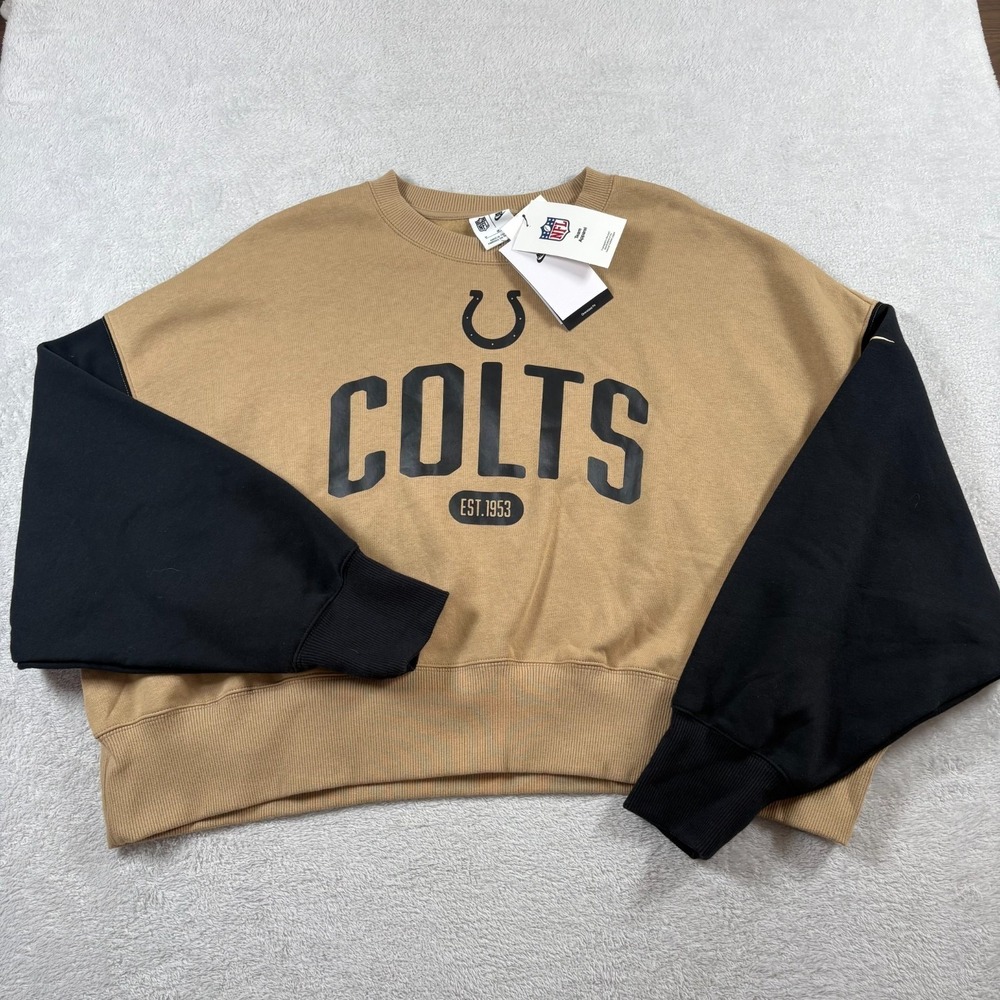 Nike Team NFL Indianapolis Colts Cropped Football Sweatshirt Womens Medium Brown